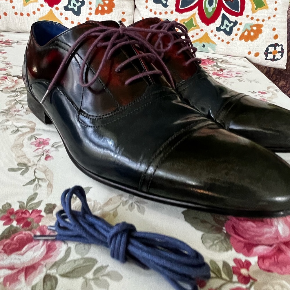 Men’s Ted Baker leather Derby’s shoes burgundy men shoes navy blue shoes